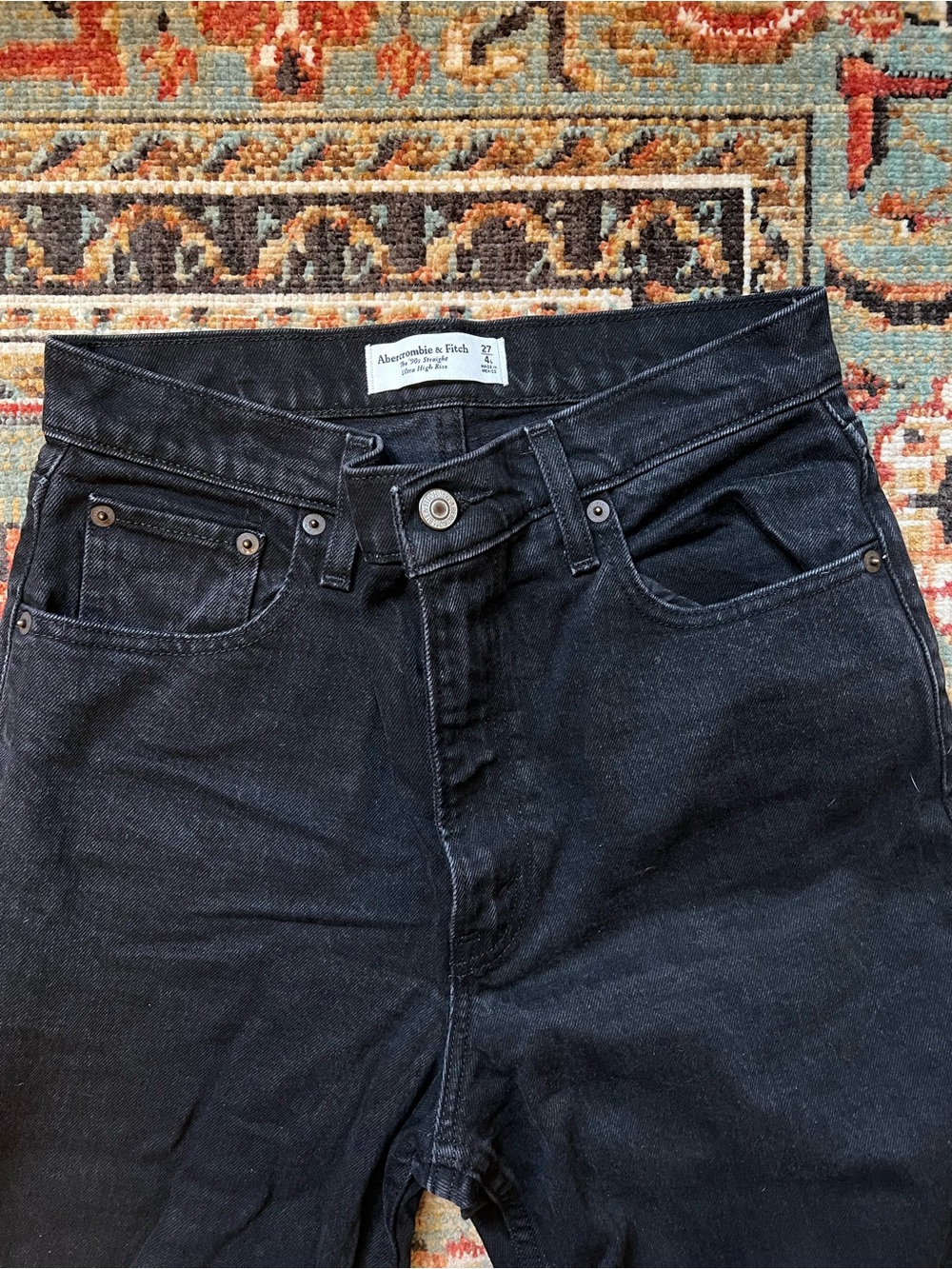 Abercrombie & Fitch Women's Straight Leg Black Jeans
